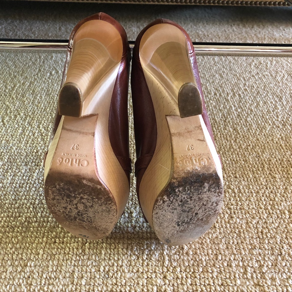 Chloe Brown Leather Lucite - Picture 4 of 7
